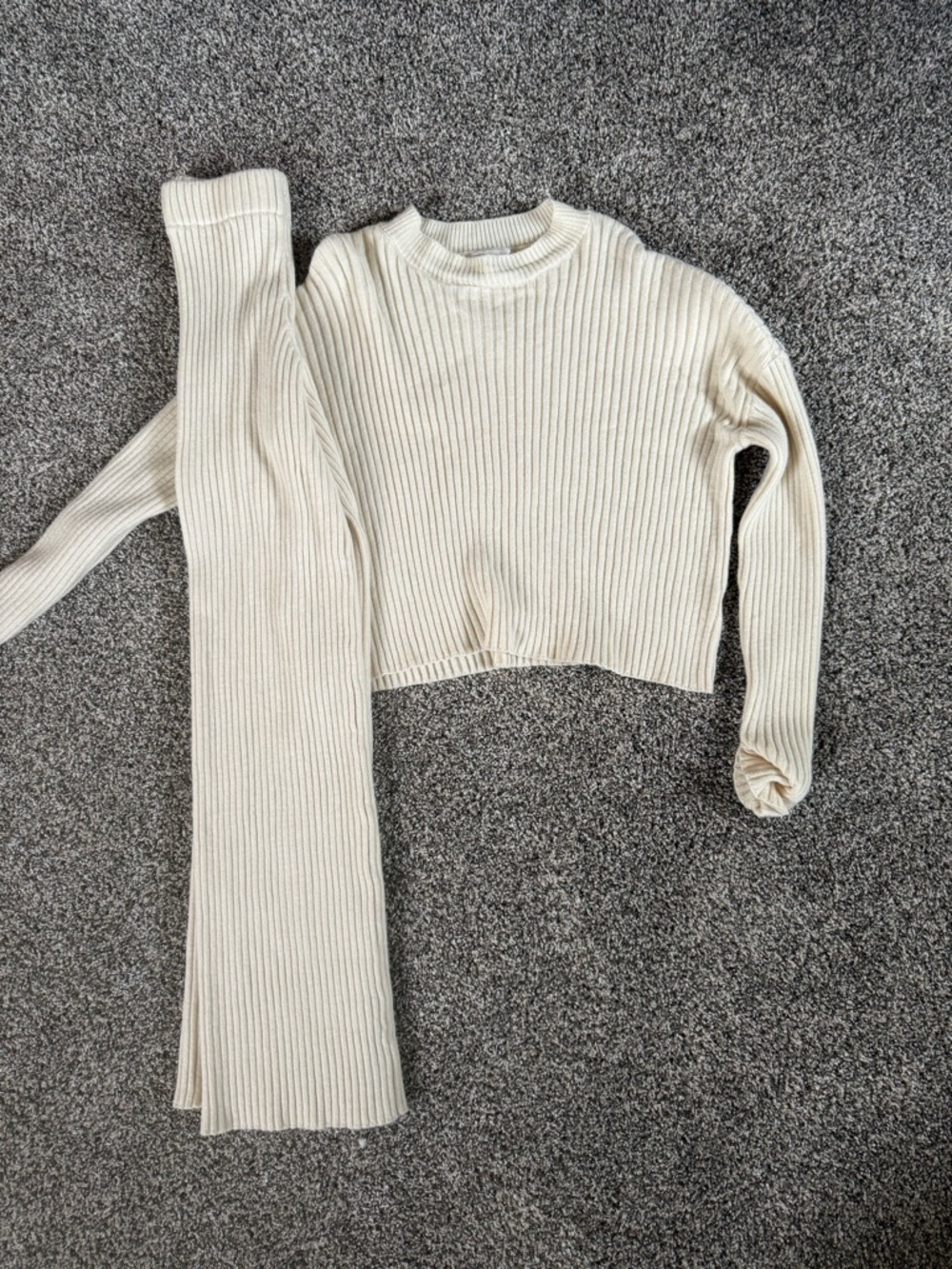 Sincerely Jules Women’s Ribbed Crew Sweater Matching Set Lounge Set Cream S
